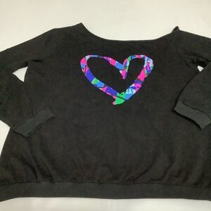 MagicMK Black Off Shoulder Heart Sweatshirt Top Size XL (0192)